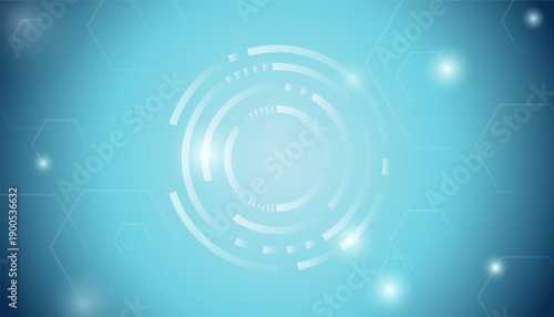 Abstract blue and green gradient background decorated with white hexagon and circle shapes overlap on glowing light effect, Vector illustration