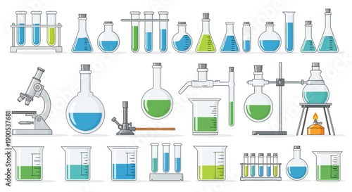 Collection of Laboratory Glassware and Equipment Illustrations