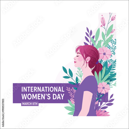 International women s day celebration illustration with woman profile