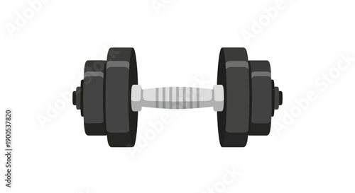 Black dumbbell vector illustration on white background