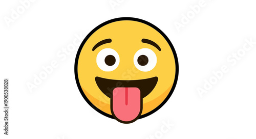 Playful emoji with tongue sticking out on white background
