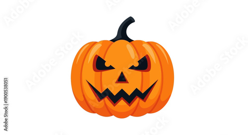 Spooky Halloween Pumpkin with Carved Face on White Background