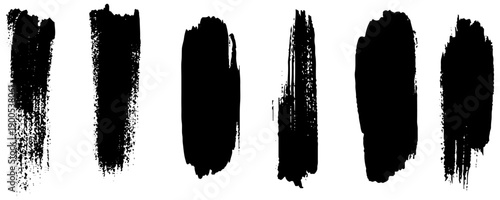 Black Paint Stroke Design Elements. Distressed Vertical Paint Strokes. Vector Illustration.