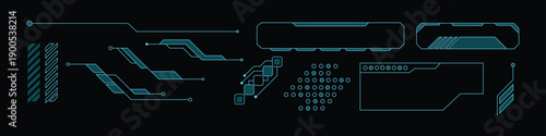 Futuristic HUD callout vector. Digital tech interface element, Cyberpunk data display symbol. Vector illustration.