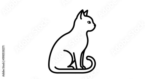 Minimalist black and white line art of sitting cat