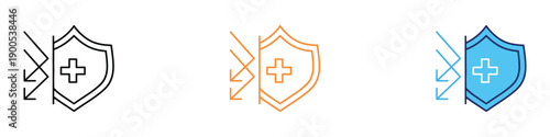 Medical shield icon vector. Immune guard, Antibacterial UV protection, Healthcare safety immune symbol. Vector illustration.