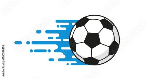 Dynamic soccer ball with motion effect on white background