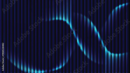 Abstract ribbed glass background in blue gradient tones with vertical wave texture and glossy light reflection, perfect for modern tech design, minimal visuals or digital surface presentations
