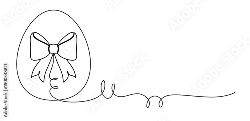 Continuous line art of Easter eggs and decorative ribbons. This image is to commemorate Easter. Vector illustration.