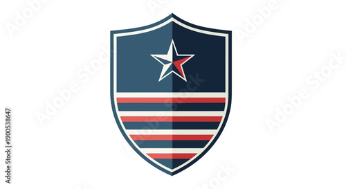Patriotic shield emblem with star and stripes in vector design