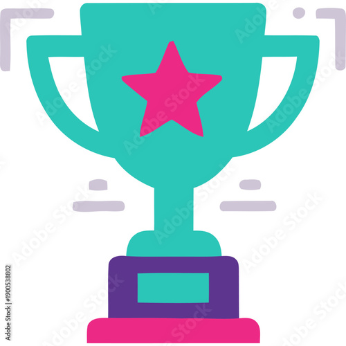 Trophy with star graphic illustration on transparent background