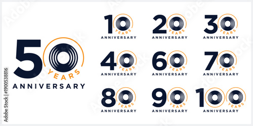 Collection of anniversary logo design. Celebration day special vector symbol icon concept	
