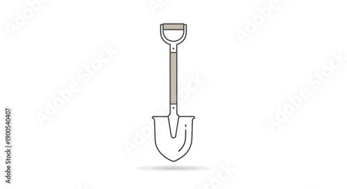 Minimalist illustration of a garden shovel on white background