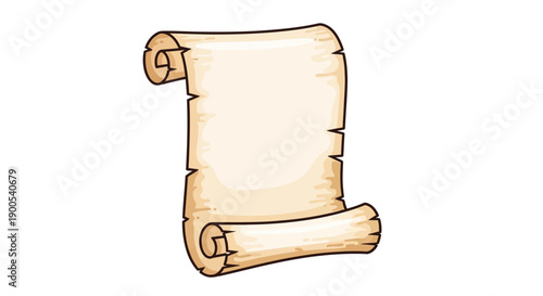 Vintage scroll paper illustration with curled edges