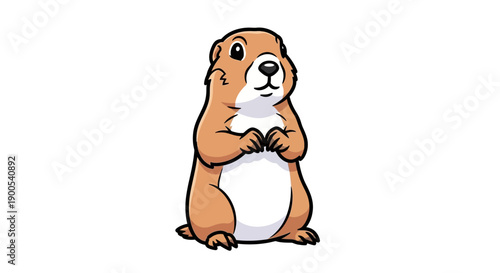 Cute cartoon prairie dog standing on hind legs illustration