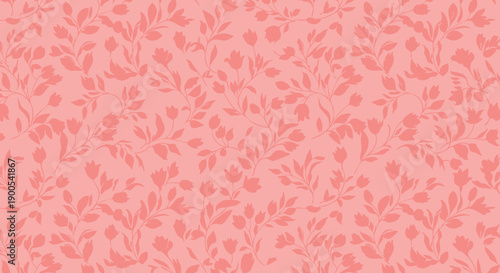 Delicate floral pattern in shades of pink and coral, repeating design.