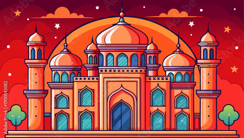 Vibrant illustration of an indian palace with traditional architecture