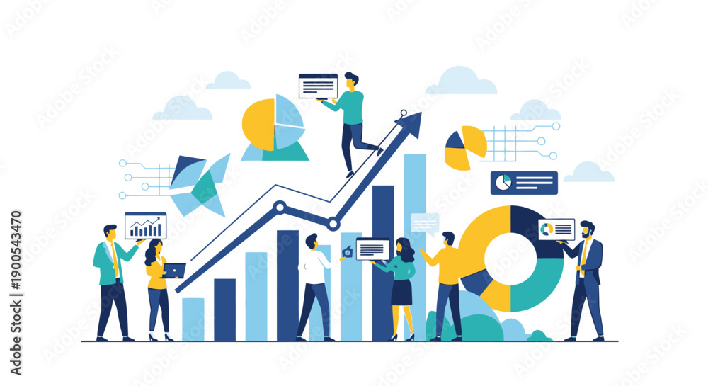 Fototapeta premium Team of professionals analyzing financial data and charts, illustrating business growth and strategy.