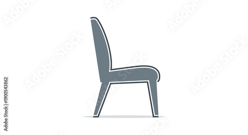 Minimalist side view illustration of a modern gray chair