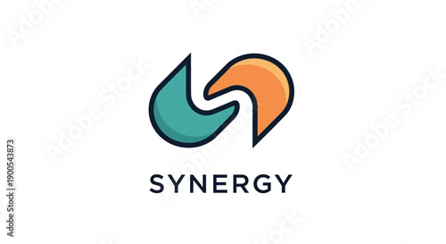 Colorful abstract synergy logo with intertwined shapes and text