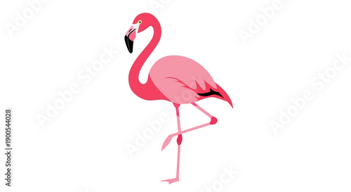 Minimalist pink flamingo standing on one leg illustration