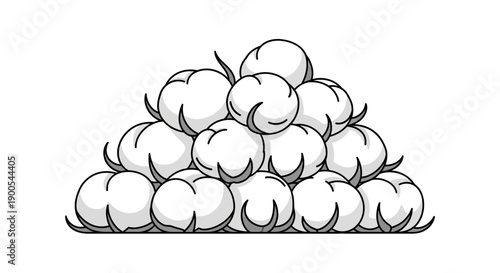Vector illustration of a pile of fluffy cotton balls