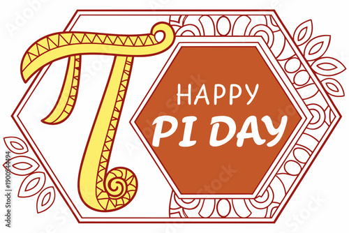Celebrating pi day with a stylized pi symbol and festive decorations