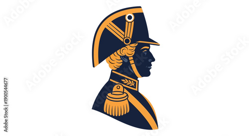 Vintage Military Officer Silhouette in Classic Uniform Profile