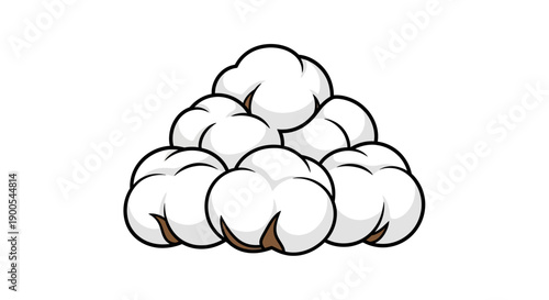 Illustration of Cotton Bolls in a Simple Artistic Style