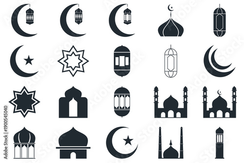 Eid adha and fitr arabic logo, collection set package design eid al fit, eid mubarak