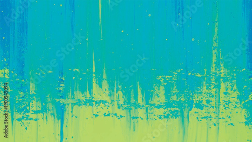 Abstract turquoise and lime green vertical paint texture background