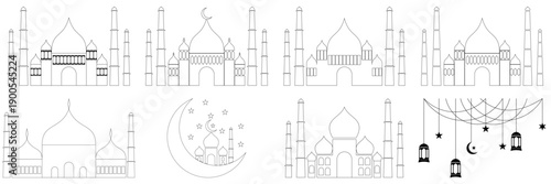 Eid adha and fitr arabic logo, collection set package design eid al fit, eid mubarak
