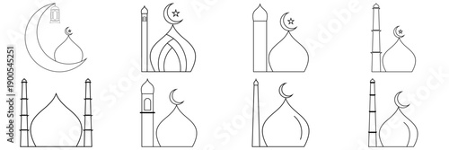 Eid adha and fitr arabic logo, collection set package design eid al fit, eid mubarak