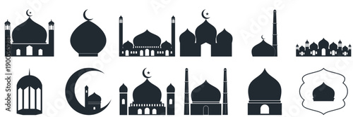 Eid adha and fitr arabic logo, collection set package design eid al fit, eid mubarak