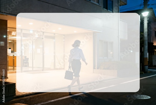 コピースペース付き残業後家路を急ぐ女性社員