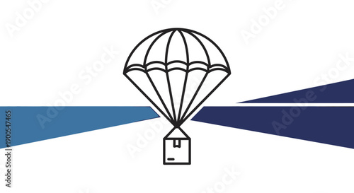 Box Dropped by Parachute Icon for Fast Delivery and Logistics Concept