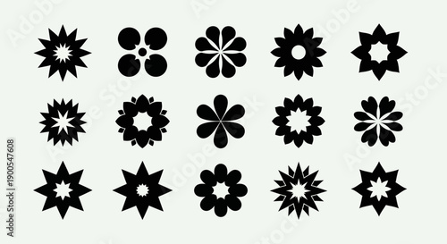 Collection of Abstract Geometric Flower Icons and Symbols