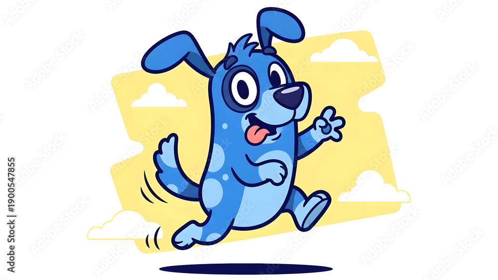 Obraz premium Playful blue cartoon dog character with cheerful personality