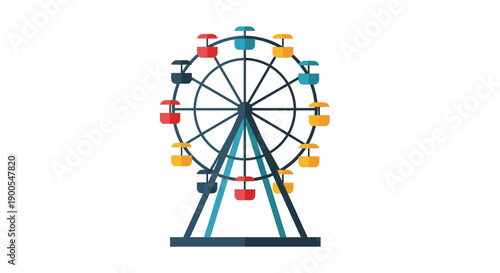 Colorful Ferris Wheel Illustration on White Background