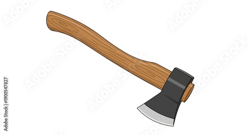 Vector illustration of a traditional wood-handled axe