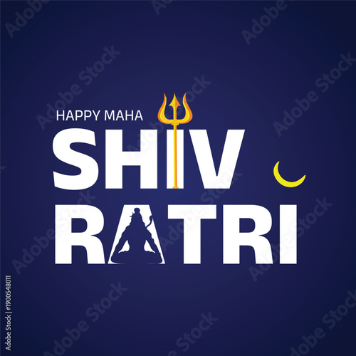 Happy Maha Shivratri Greeting with Lord Shiva Silhouette and Trishul