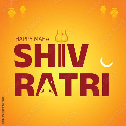 Happy Maha Shivratri Festival Greeting with Lord Shiva Iconography