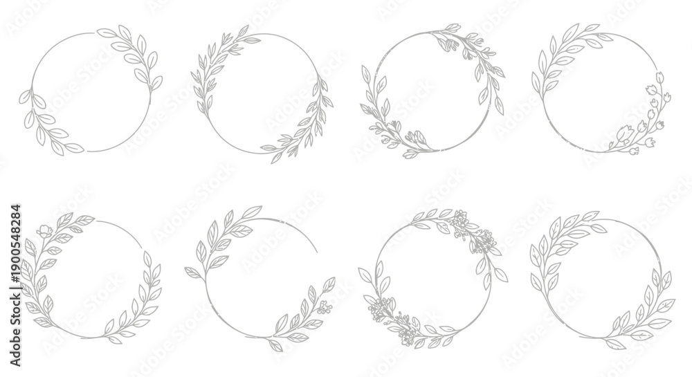 Obraz premium Elegant Wreath Collection: Floral and Leafy Circles for Design Elements