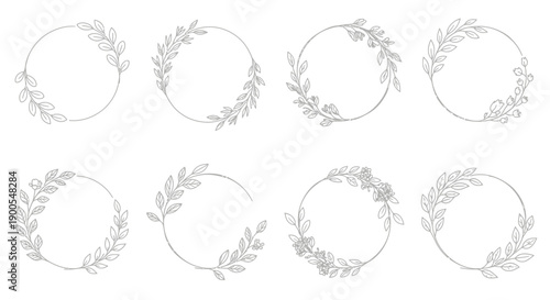 Elegant Wreath Collection: Floral and Leafy Circles for Design Elements