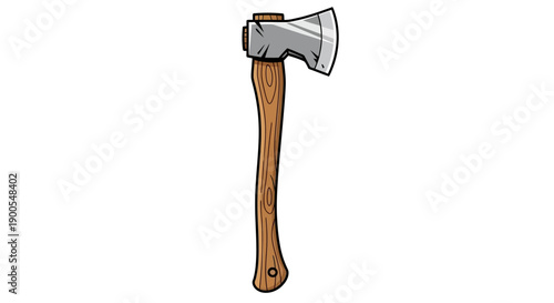 Vector illustration of a wooden-handled axe with metal blade