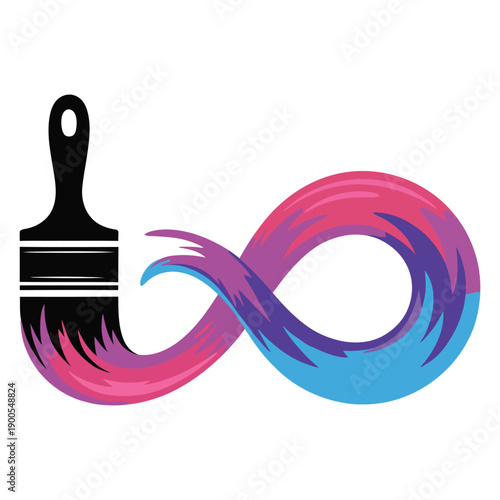 Creative infinite loop with paintbrush vector icon