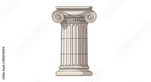 Illustration of a Classical Ionic Column with Detailed Scrolls