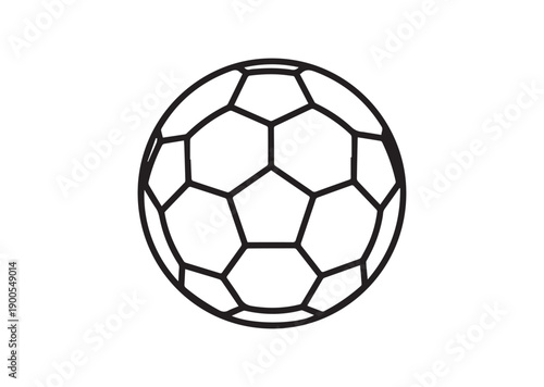 Soccer Ball Icon, Minimal Outline Vector Illustration