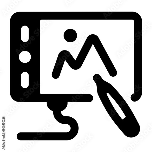 A glyph style icon representing digital art