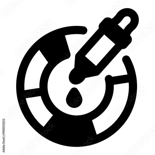 A glyph style icon representing colour picker